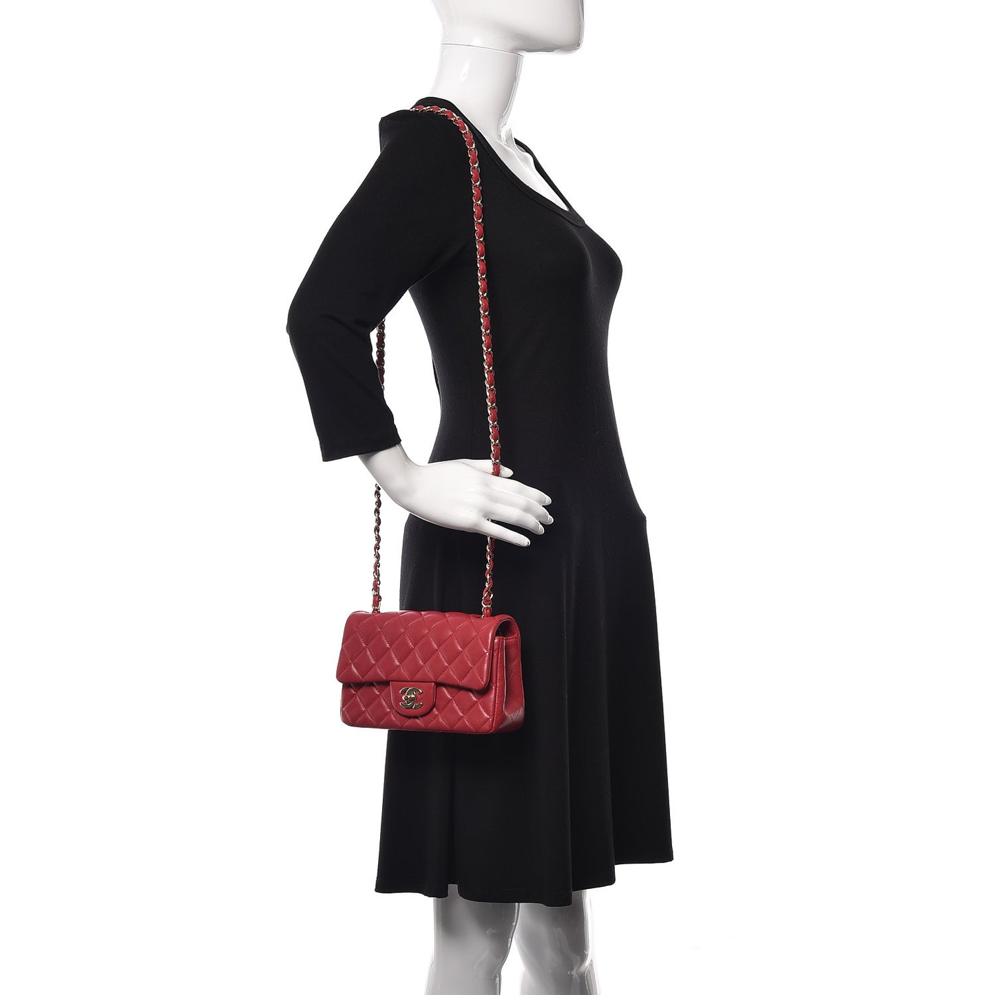 Lambskin Quilted Mini Rectangular Flap Red