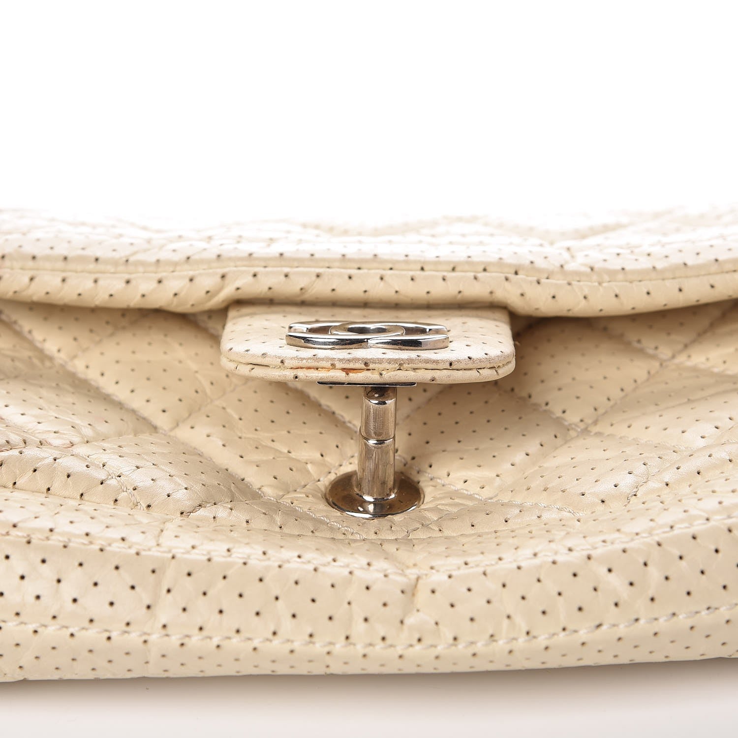 Chanel Aged Calfskin Perforated Small Flap Beige Clair 10 of 15