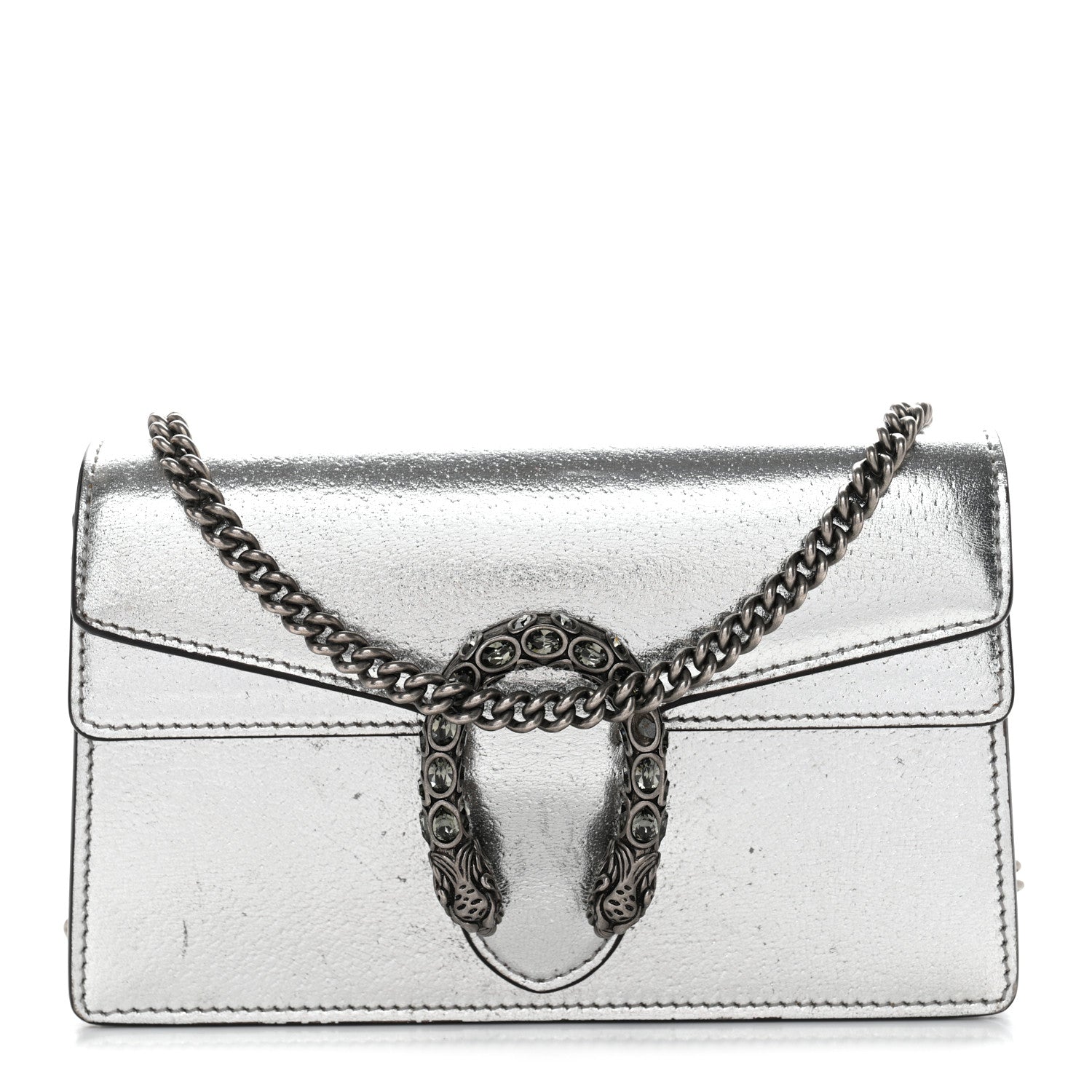 Gucci Metallic Calfskin Super Mini Dionysus Shoulder Bag Silver 1 of 15