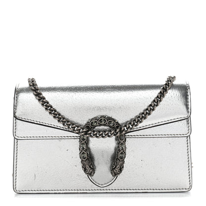 Gucci Metallic Calfskin Super Mini Dionysus Shoulder Bag Silver 1 of 15