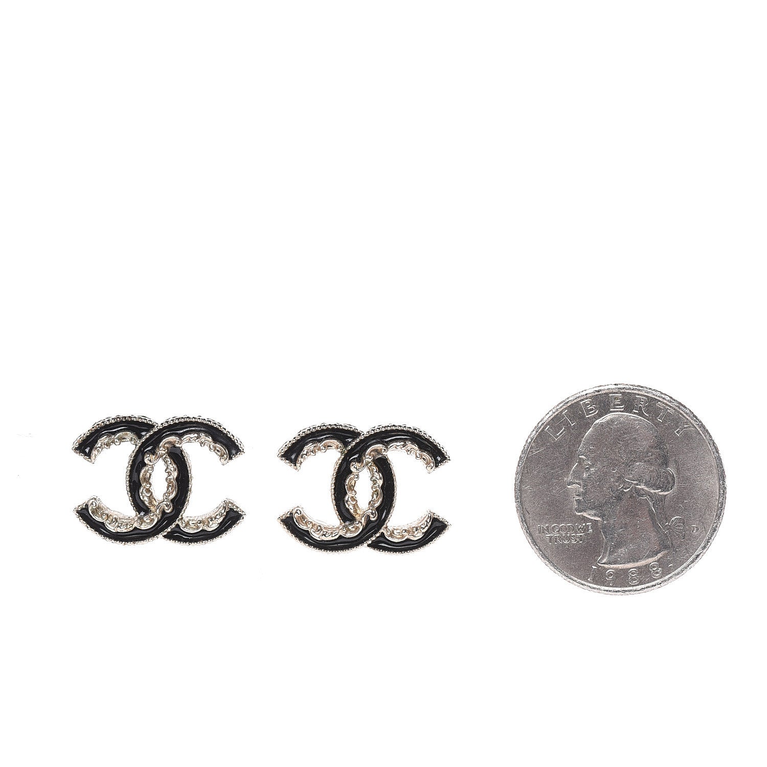 Chanel Enamel CC Baroque Earrings Black Gold 2 of 5