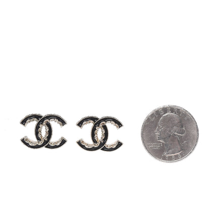 Chanel Enamel CC Baroque Earrings Black Gold 2 of 5