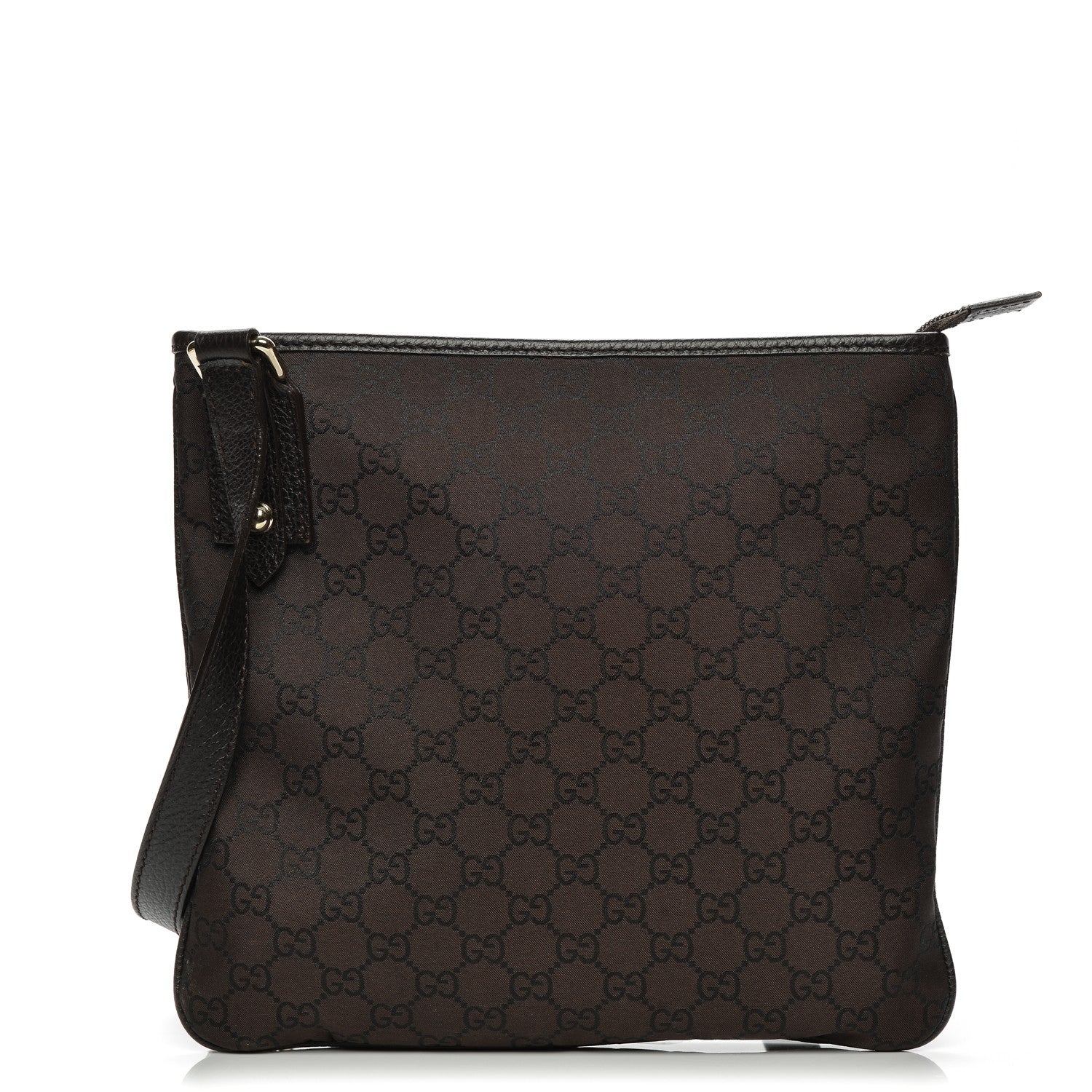 Gucci Nylon Monogram Flat Messenger Bag Brown 1 of 7