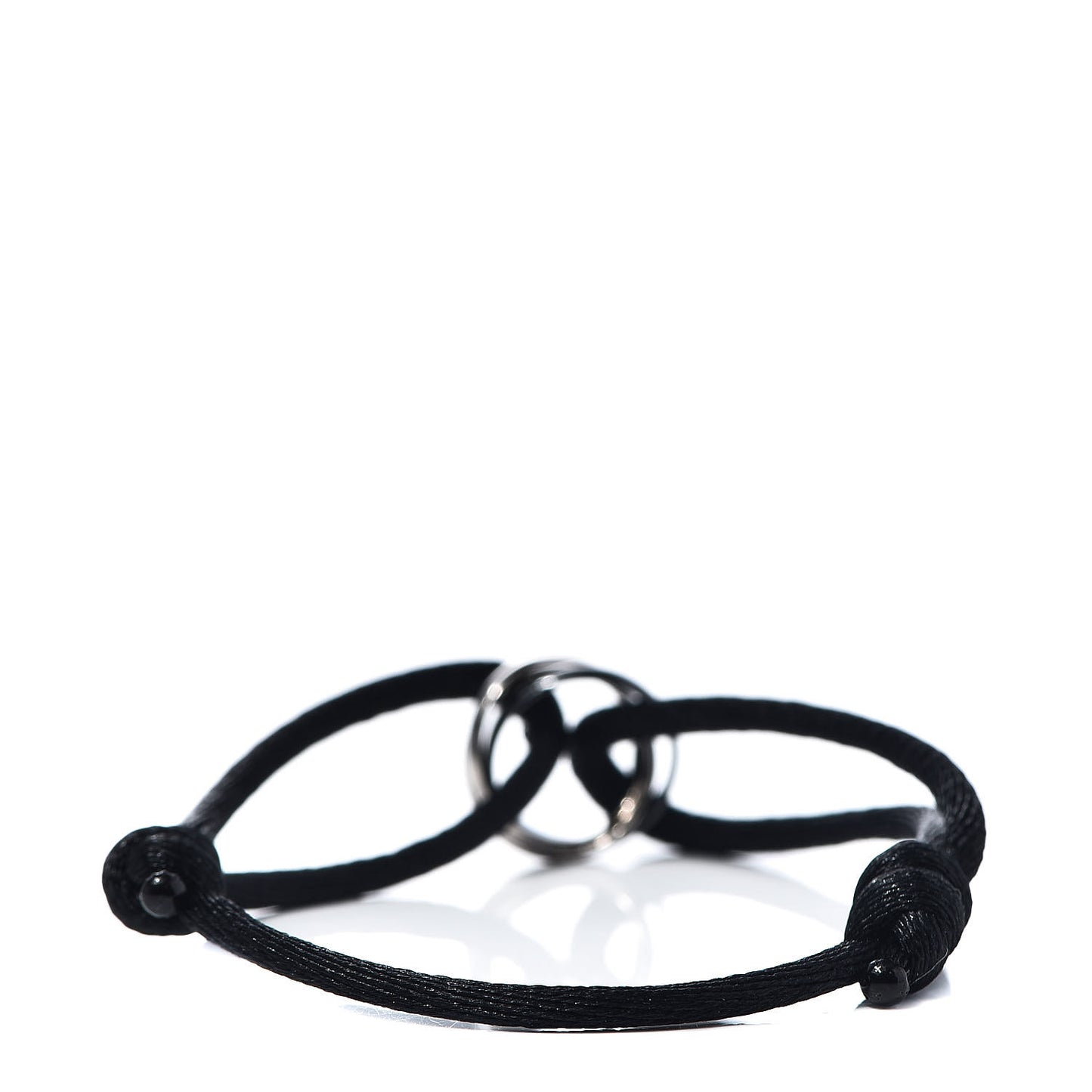18K White Gold Ceramic Trinity Cord Bracelet Black