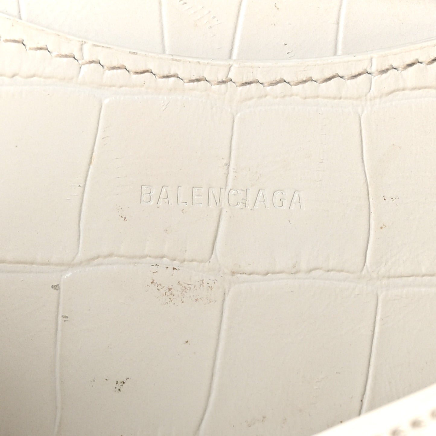 Semi Shiny Calfskin Crocodile Embossed Neo Classic Silver Hardware Mini City White