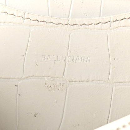 Balenciaga Semi Shiny Calfskin Crocodile Embossed Neo Classic Silver Hardware Mini City White 6 of 12
