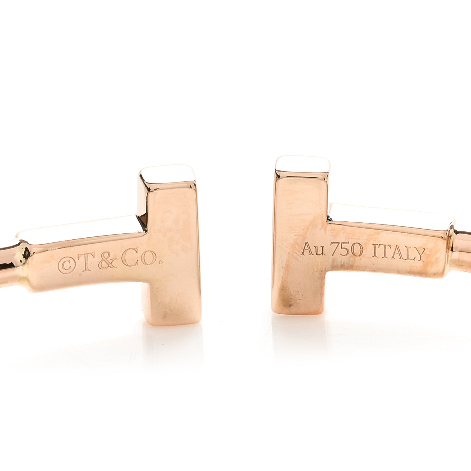 Tiffany 18K Rose Gold Narrow T Wire Bracelet 3 of 4