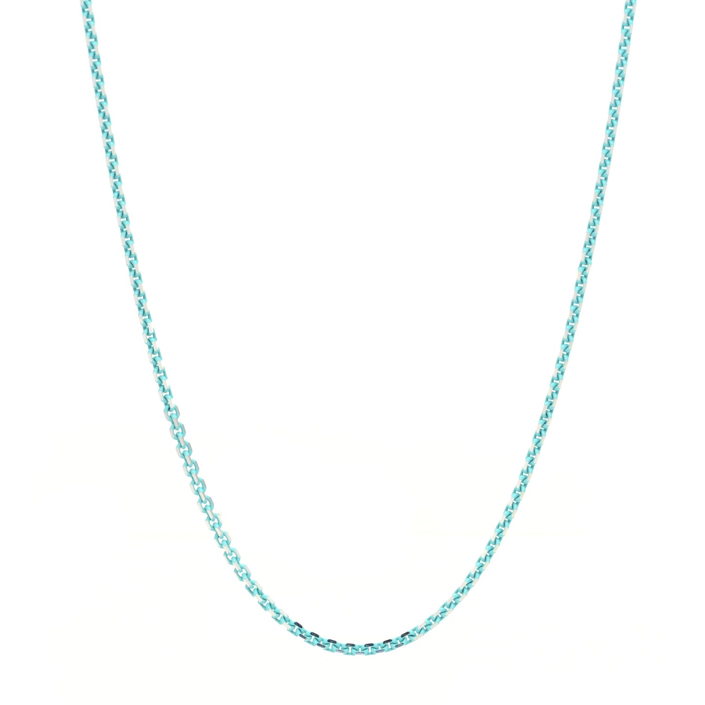 Sterling Silver Enamel 1.75mm Chain Necklace Blue 30"
