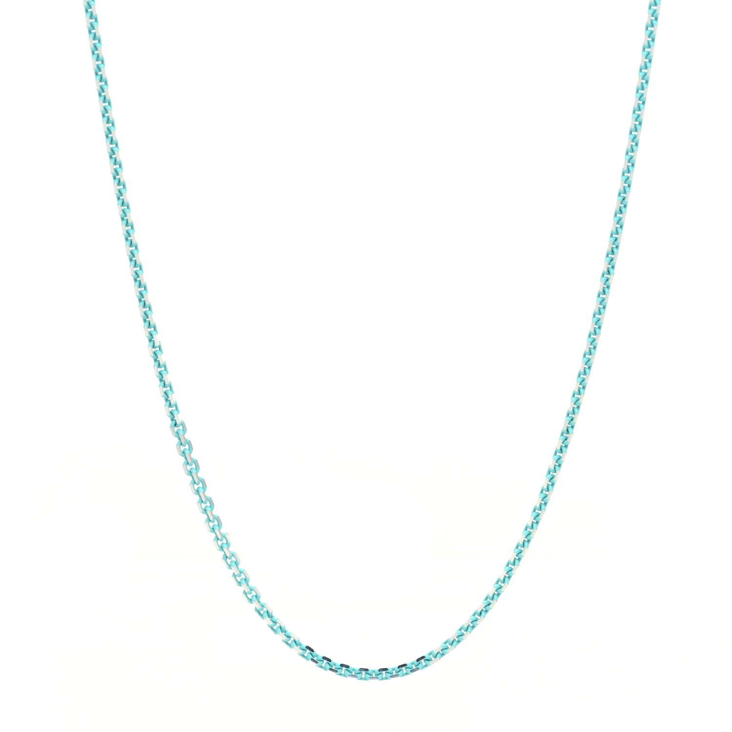 Tiffany Sterling Silver Enamel 1.75mm Chain Necklace Blue 30" 1 of 6