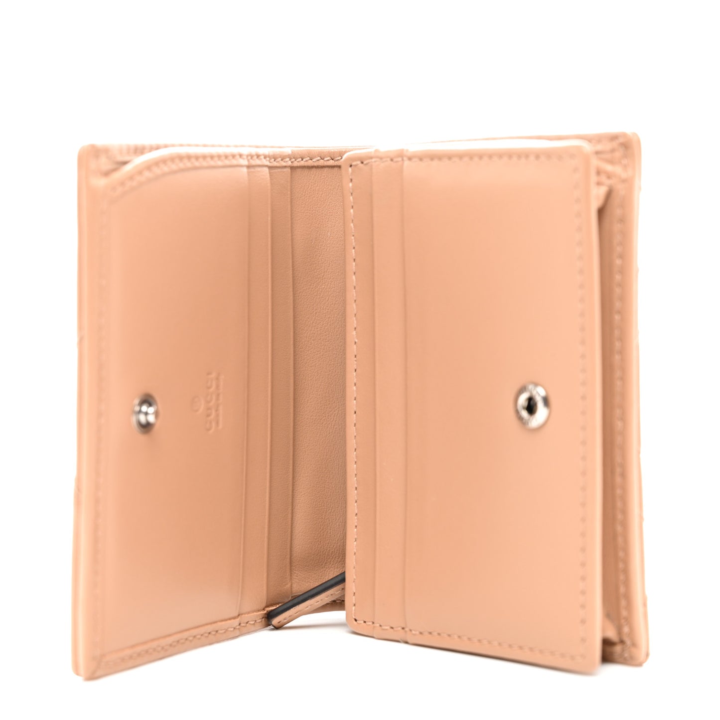 Calfskin Matelasse Monochrome GG Marmont Card Case Wallet Camelia