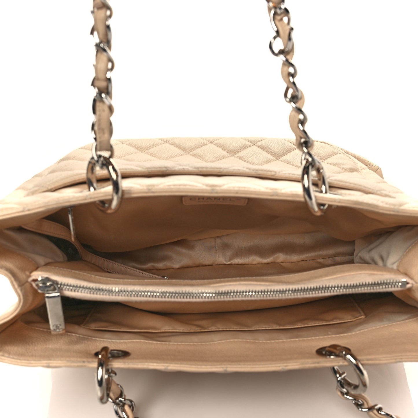 Caviar Quilted Grand Shopping Tote GST Beige Clair