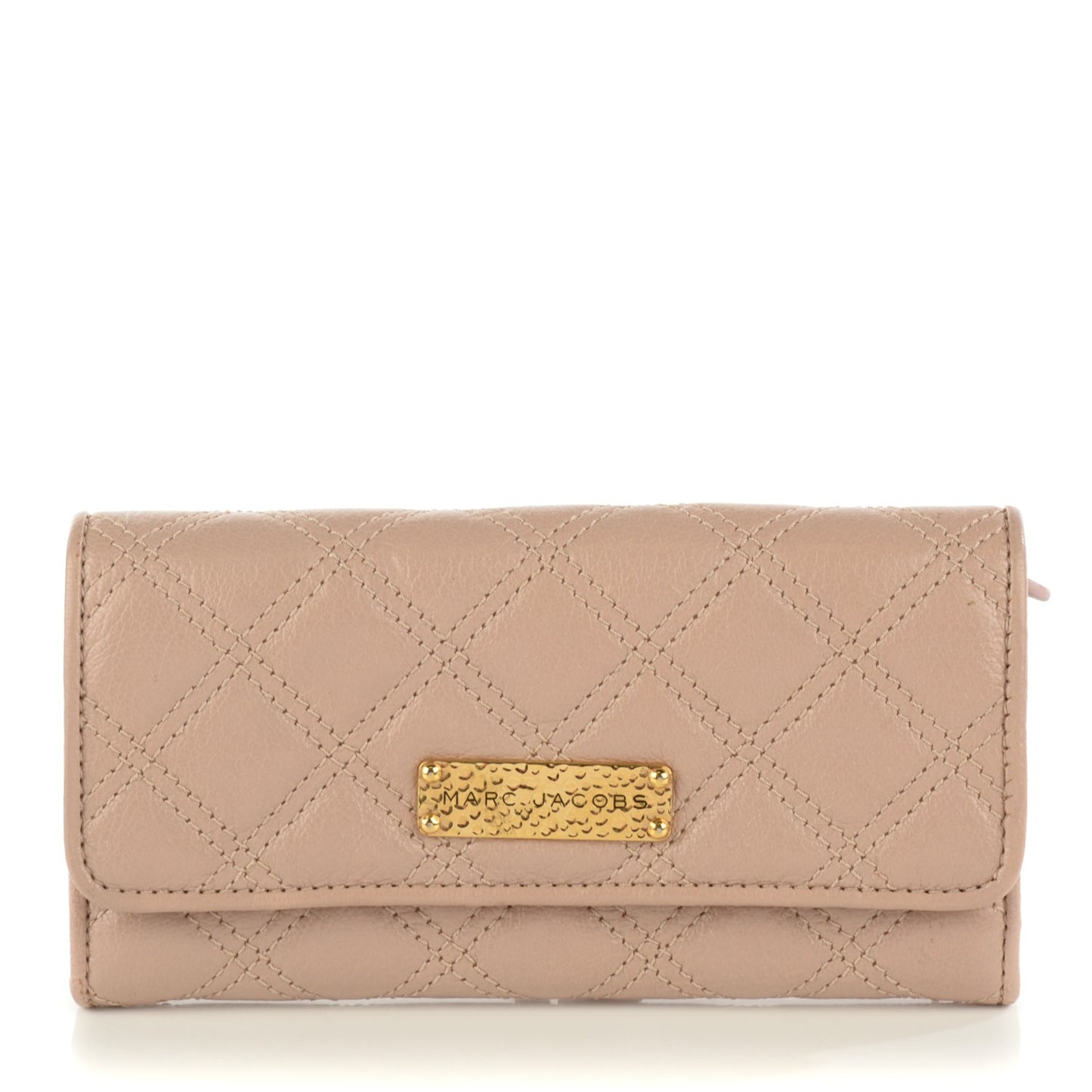Lacquered Lambskin Baroque Double Groove Wallet Blush