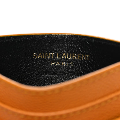 Saint Laurent Grain De Poudre Matelasse Chevron Monogram Credit Card Case Senape Yellow 6 of 8