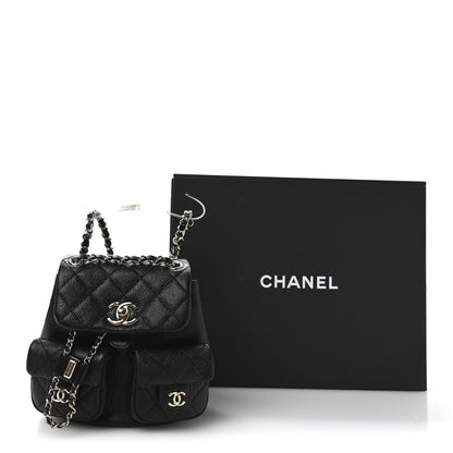 Chanel Shiny Caviar Quilted Small Duma Pockets Drawstring Backpack Black 11 of 11