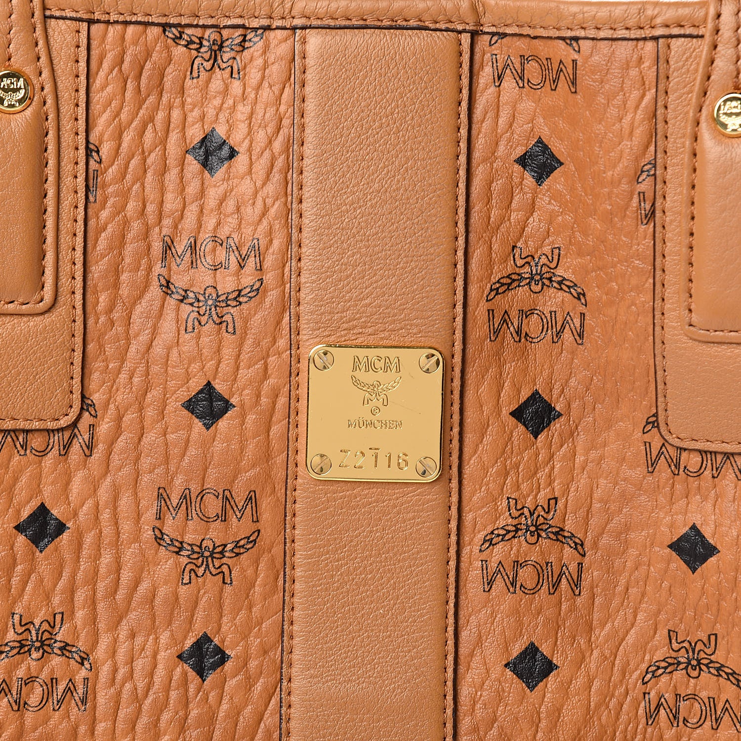 MCM Visetos Medium Liz Reversible Shopper Tote Cognac 14 of 15