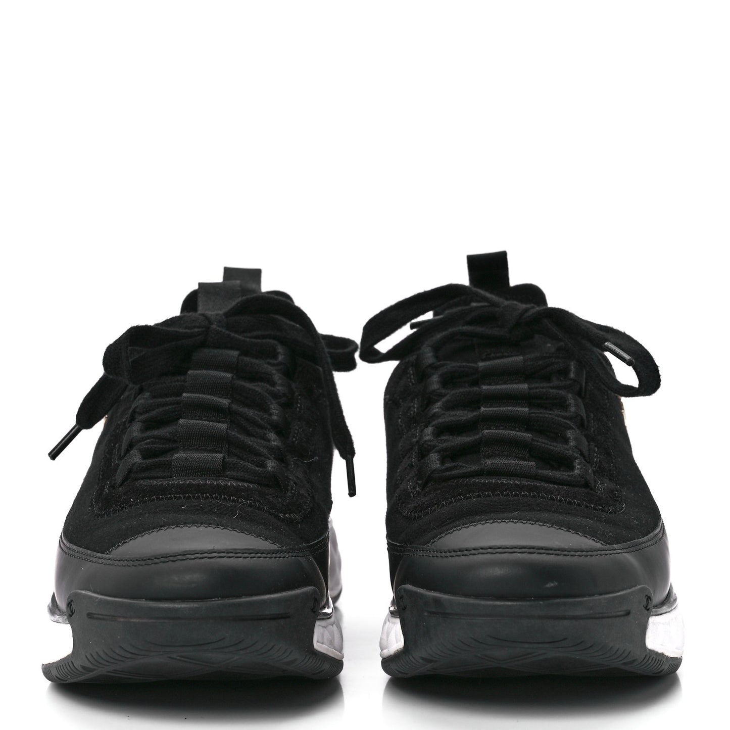 Velvet Calfskin Mixed Fibers CC Sneakers 39 Black
