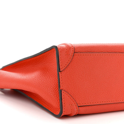 Celine Drummed Calfskin Nano Luggage Vermillion 10 of 11
