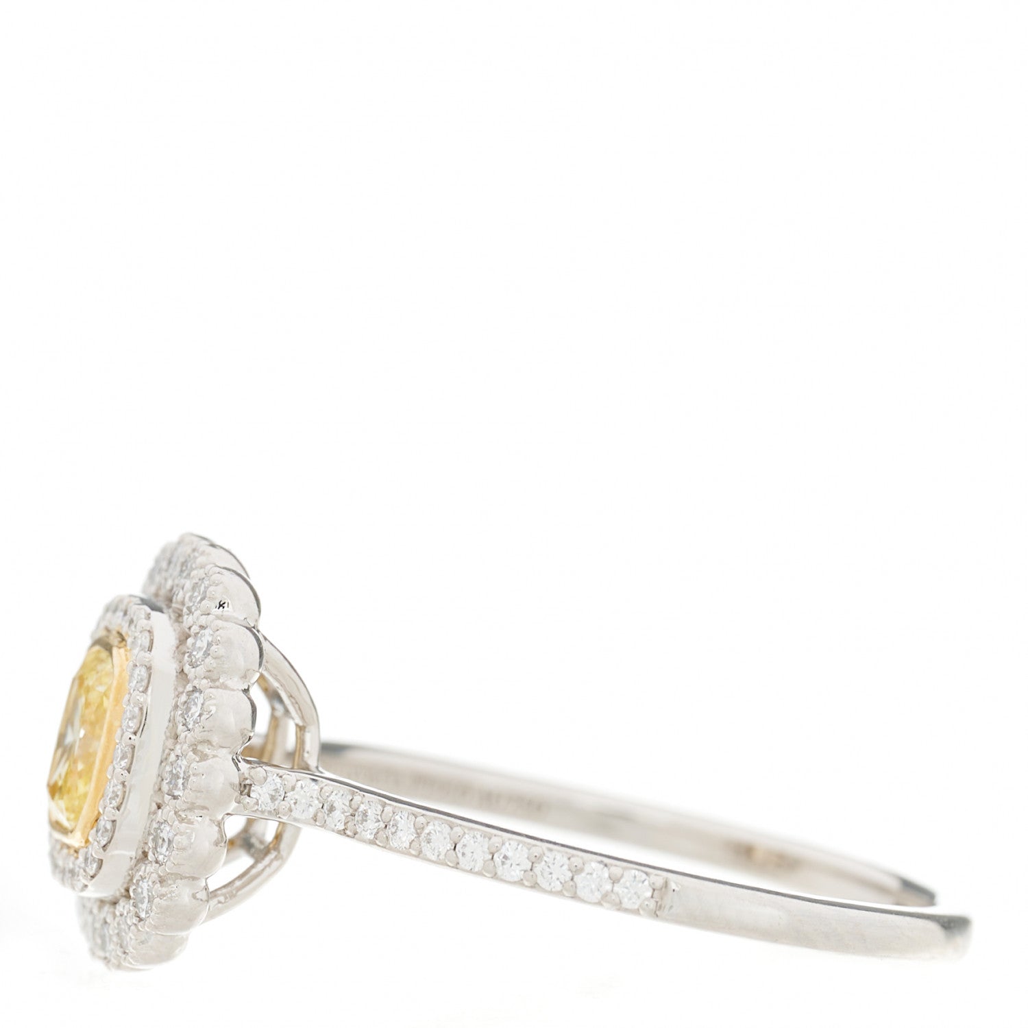 Tiffany Platinum 18K Yellow Gold Fancy Intense Yellow Diamond .77ct Enchant Cushion Engagement Ring 65 11 3 of 7