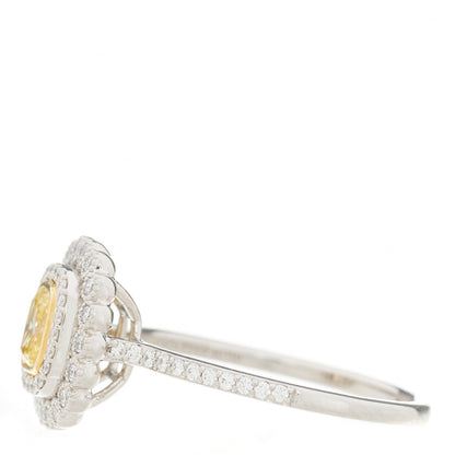 Tiffany Platinum 18K Yellow Gold Fancy Intense Yellow Diamond .77ct Enchant Cushion Engagement Ring 65 11 3 of 7