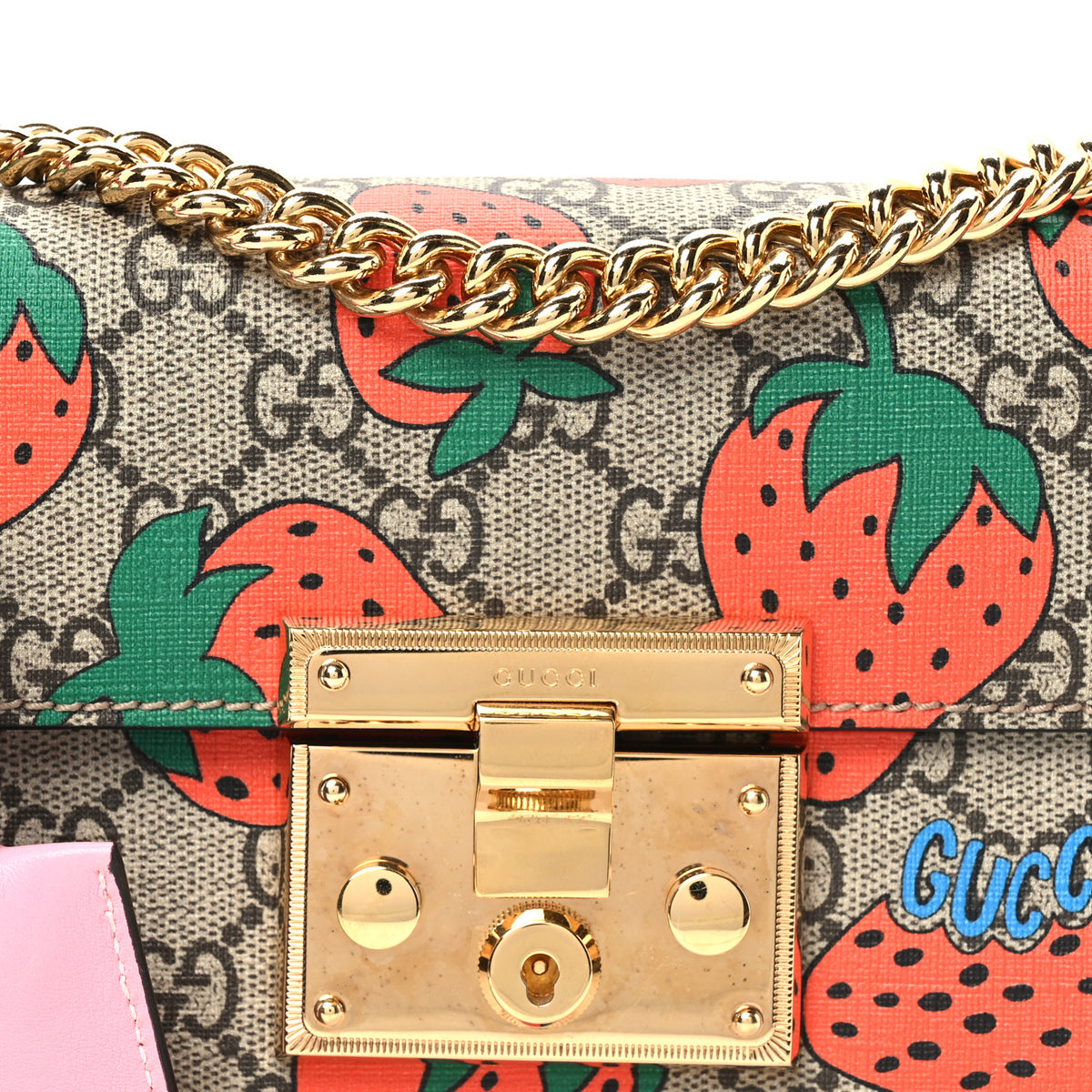 Gucci GG Supreme Monogram Strawberry Small Padlock Shoulder Bag 8 of 10