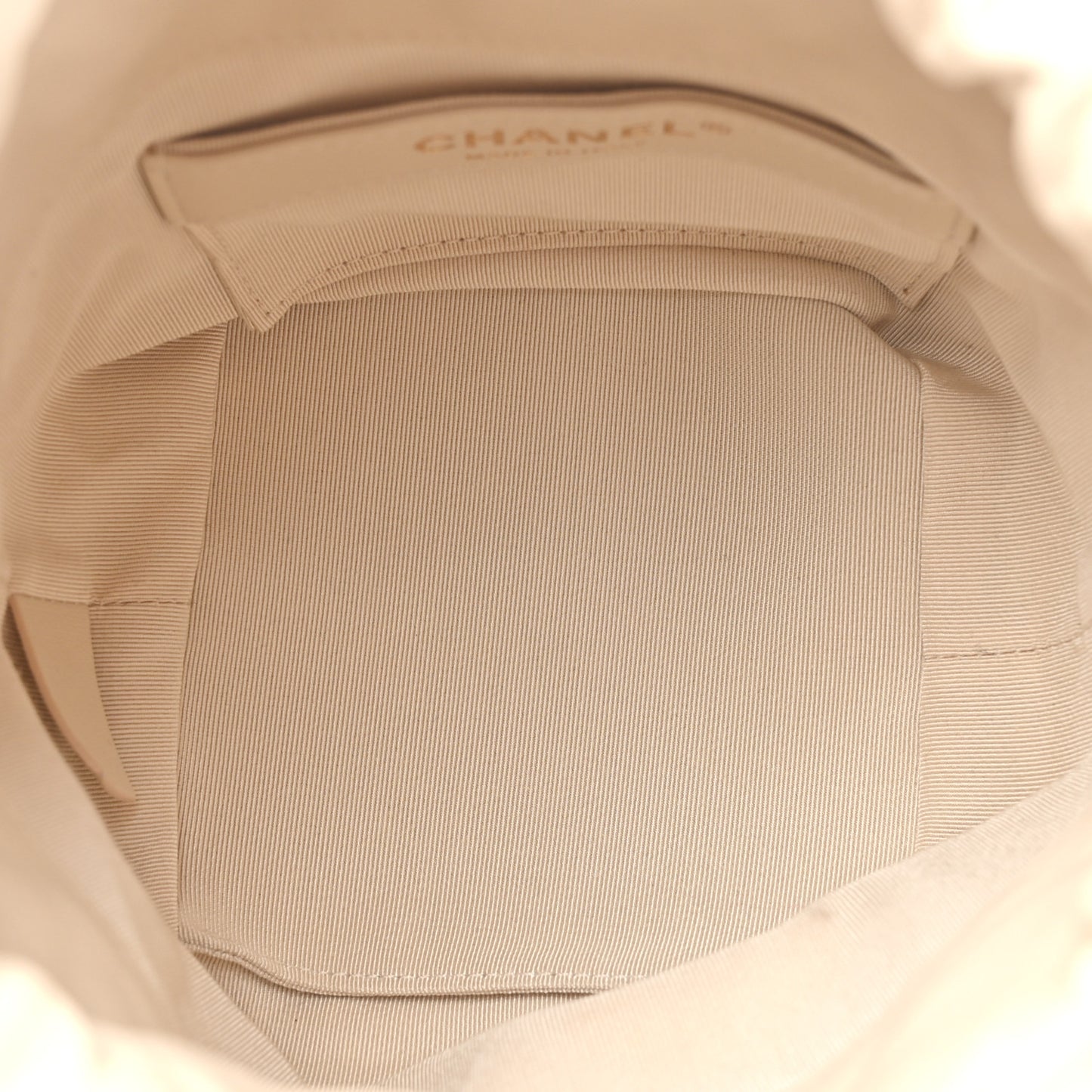 Lambskin Bucket Chain Drawstring Bag Beige