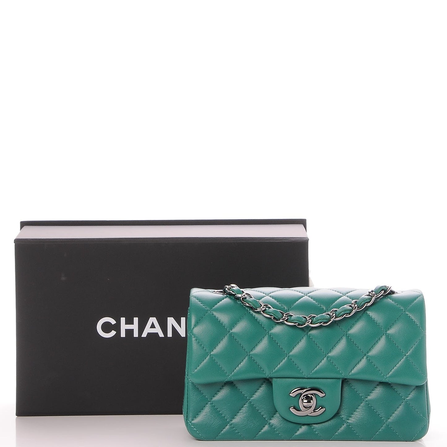 Lambskin Quilted Mini Square Flap Green