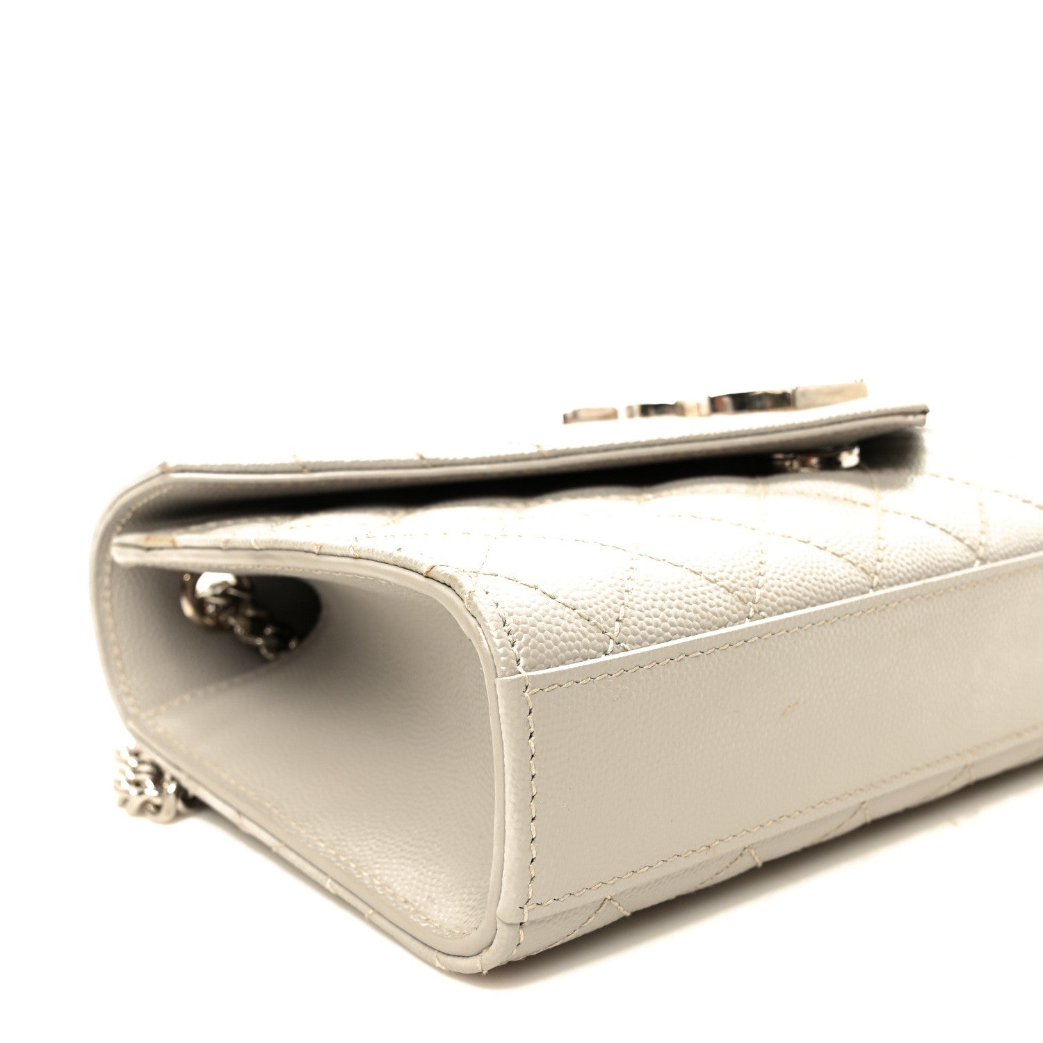Saint Laurent Grain De Poudre Textured Mixed Matelasse Triquilt Small Monogram Satchel Granite 8 of 9