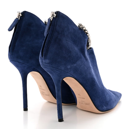 Jimmy Choo Suede Crystal Blaize 100 Ankle Boots 38 Pop Blue 4 of 12