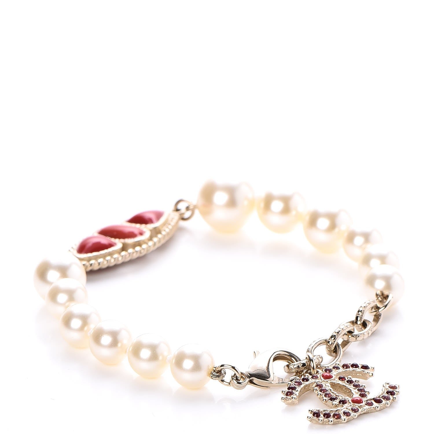 Chanel Pearl Gripoix CC Bracelet Gold 3 of 6