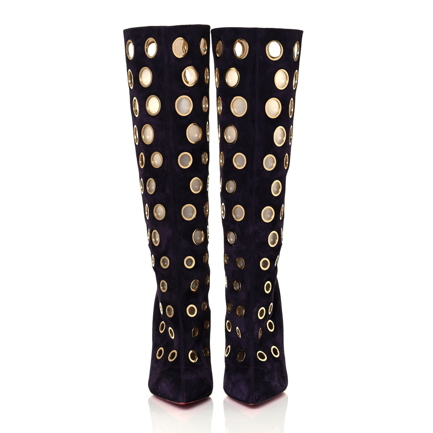 Christian Louboutin Suede Eyelet Apollo Boots 38 Purple 2 of 6