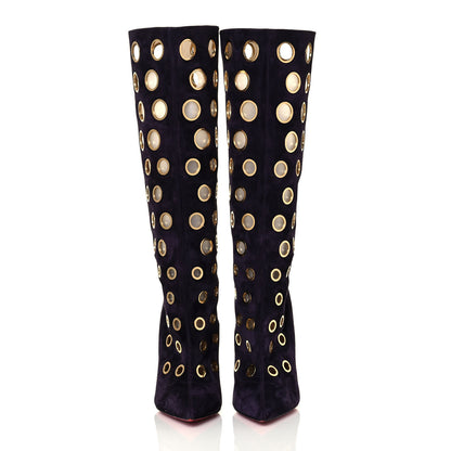 Christian Louboutin Suede Eyelet Apollo Boots 38 Purple 2 of 6
