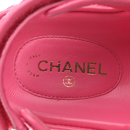Chanel Knit Fabric Velcro Dad Sandals 37 Pink 7 of 9