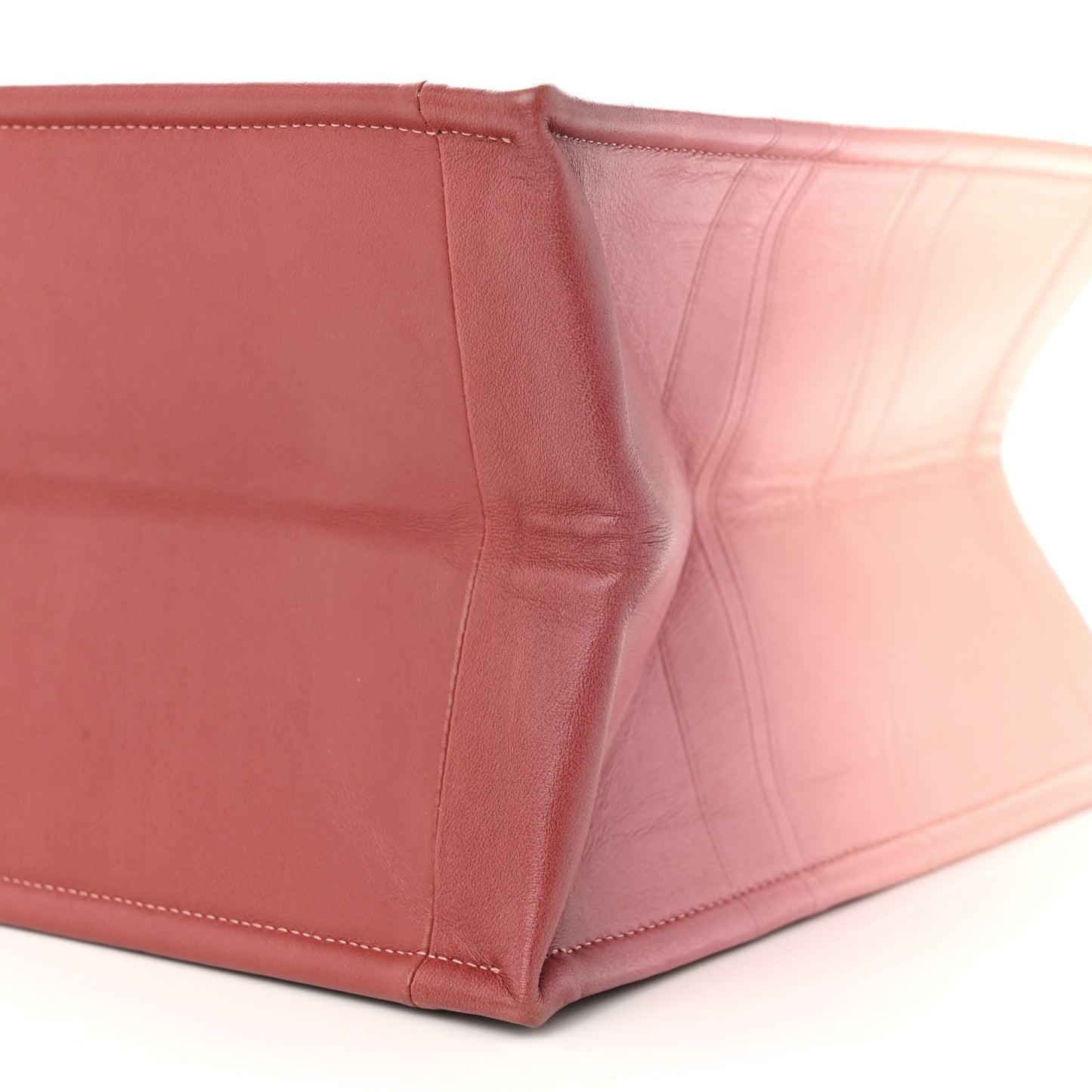 Gradient Smooth Calfskin Embossed Medium Book Tote Pink