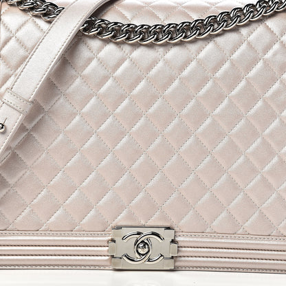 Chanel Metallic Lambskin Quilted Large Boy Flap Light Beige 13 of 13
