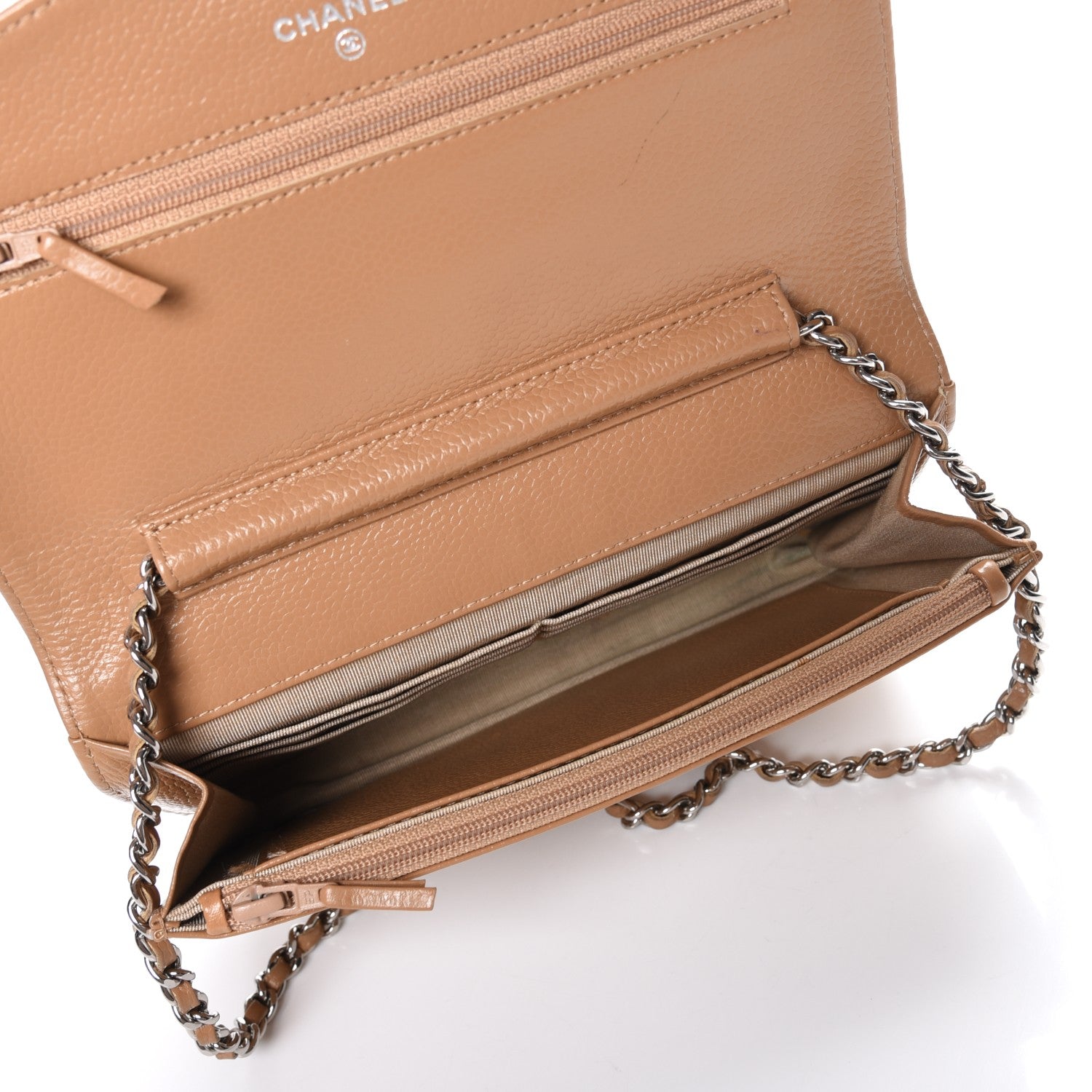 Chanel Caviar Timeless CC Wallet On Chain WOC Beige 5 of 9