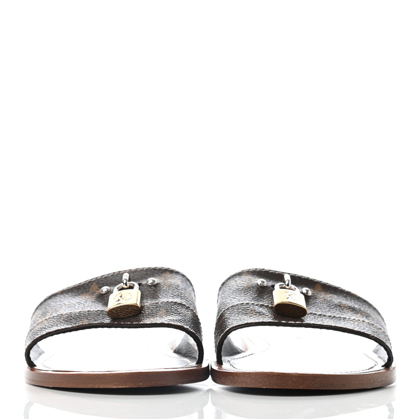 Monogram Lock It Flat Mules 39 Brown