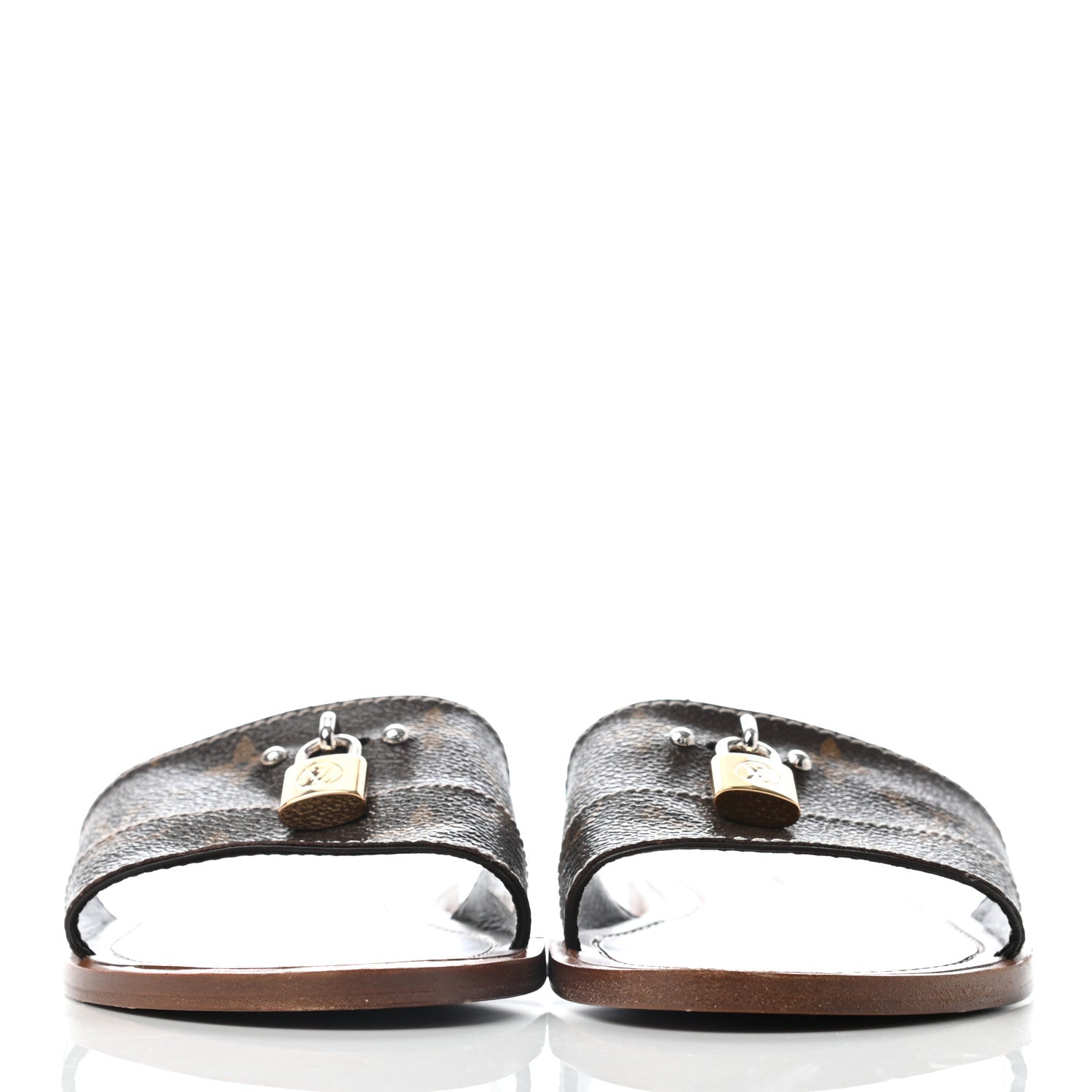Louis Vuitton Monogram Lock It Flat Mules 39 Brown 2 of 6