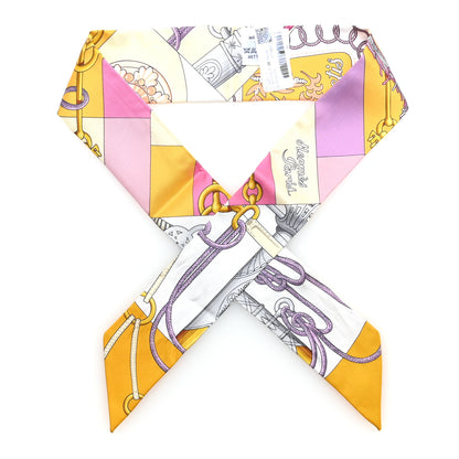 Hermes Silk Cliquetis Twilly Bouton D'Or Mauve 1 of 3