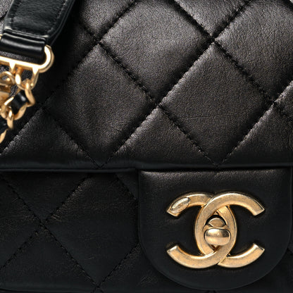 Chanel Calfskin Quilted Mini Rectangular Crystal Pearls Chain Flap Black 8 of 13