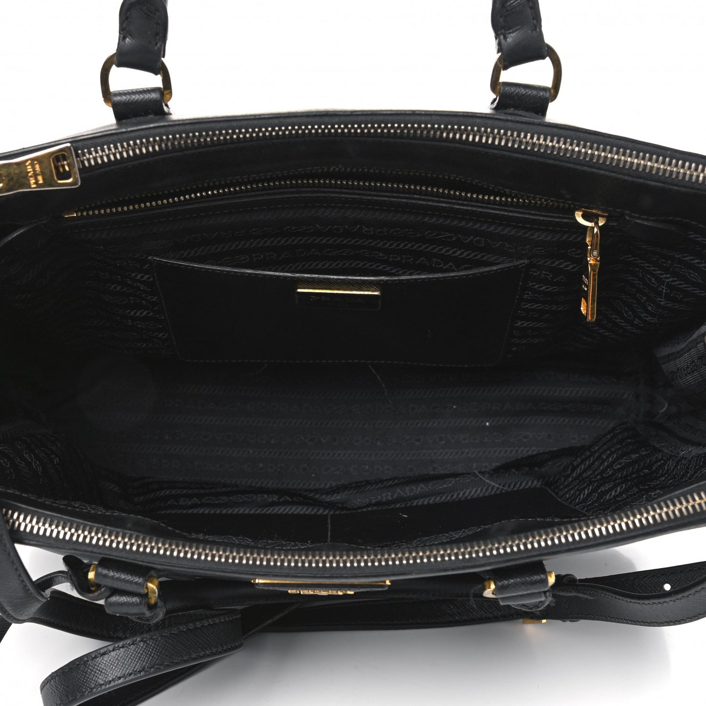 Saffiano Medium Galleria Double Zip Tote Black