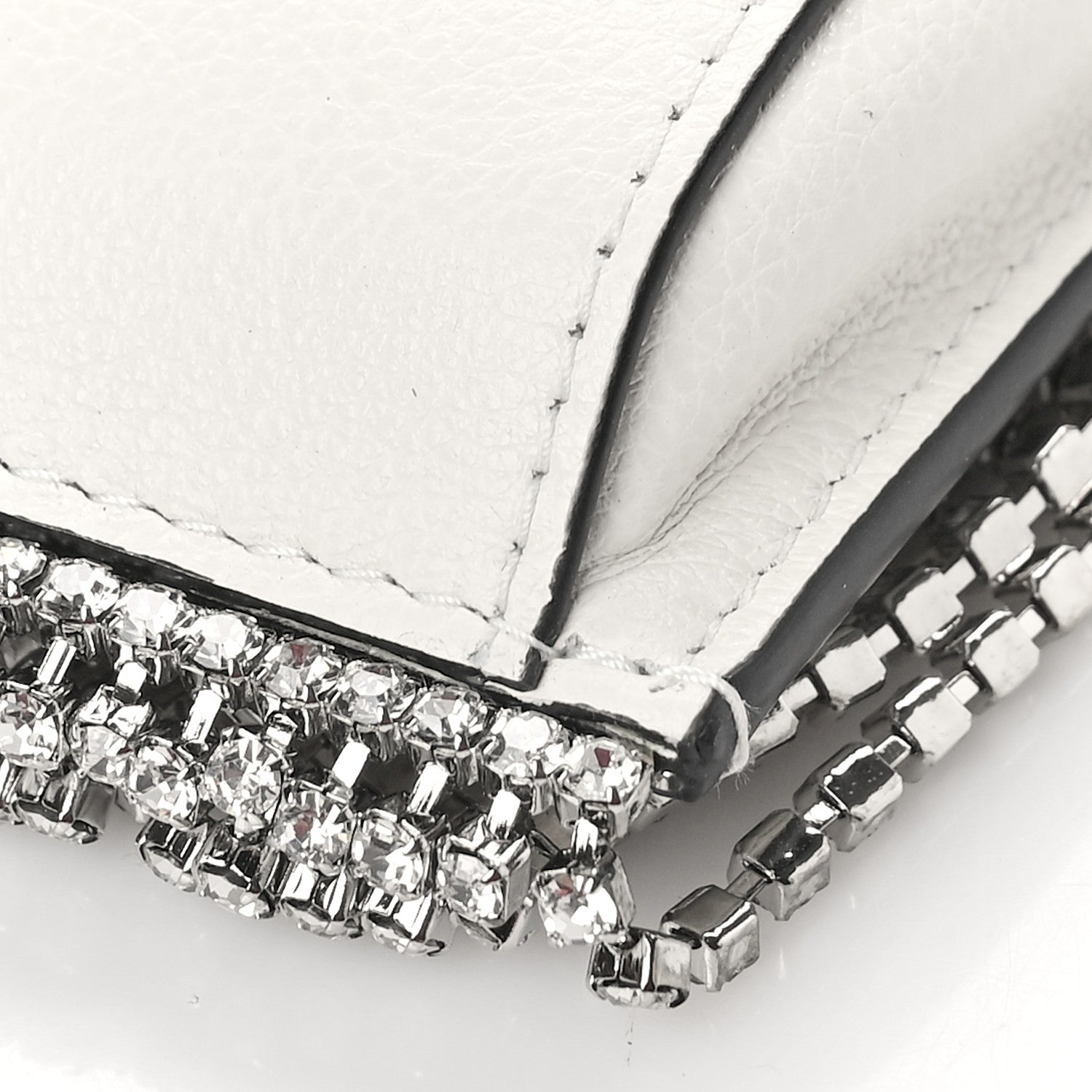 Miu Miu Glace Calfskin Crystal Fringe Crossbody White 9 of 9