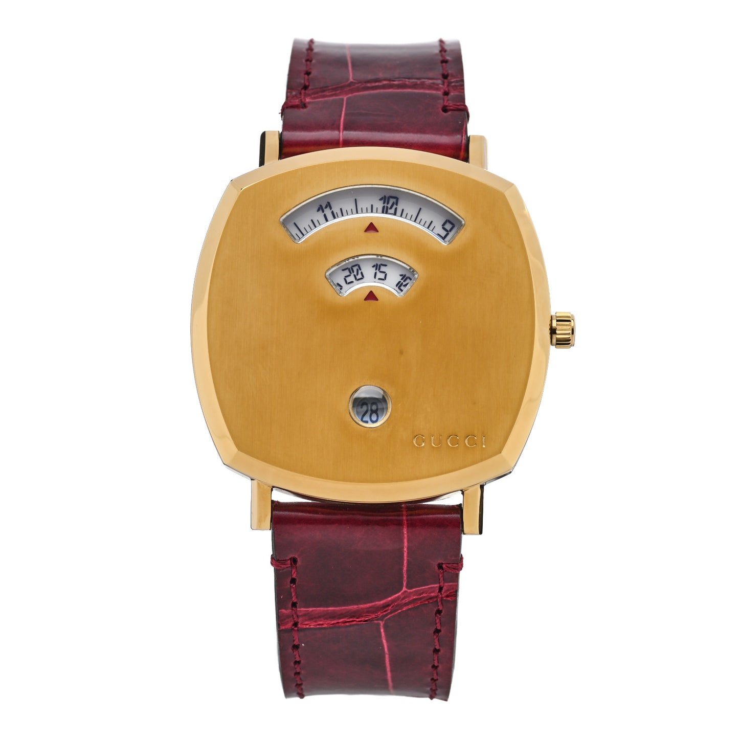 Stainless Steel Alligator 38mm Grip Quartz Watch Burgundy