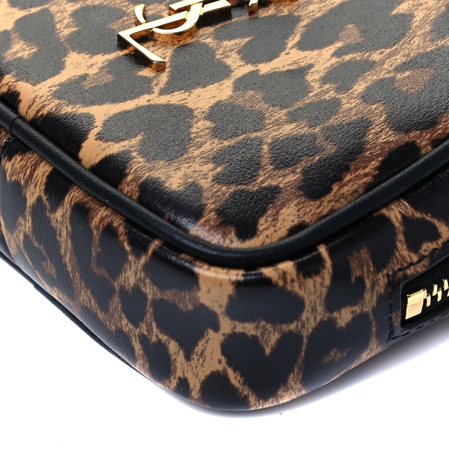 Calfskin Heart Leopard Print Monogram Baby Lou Camera Bag Toffee