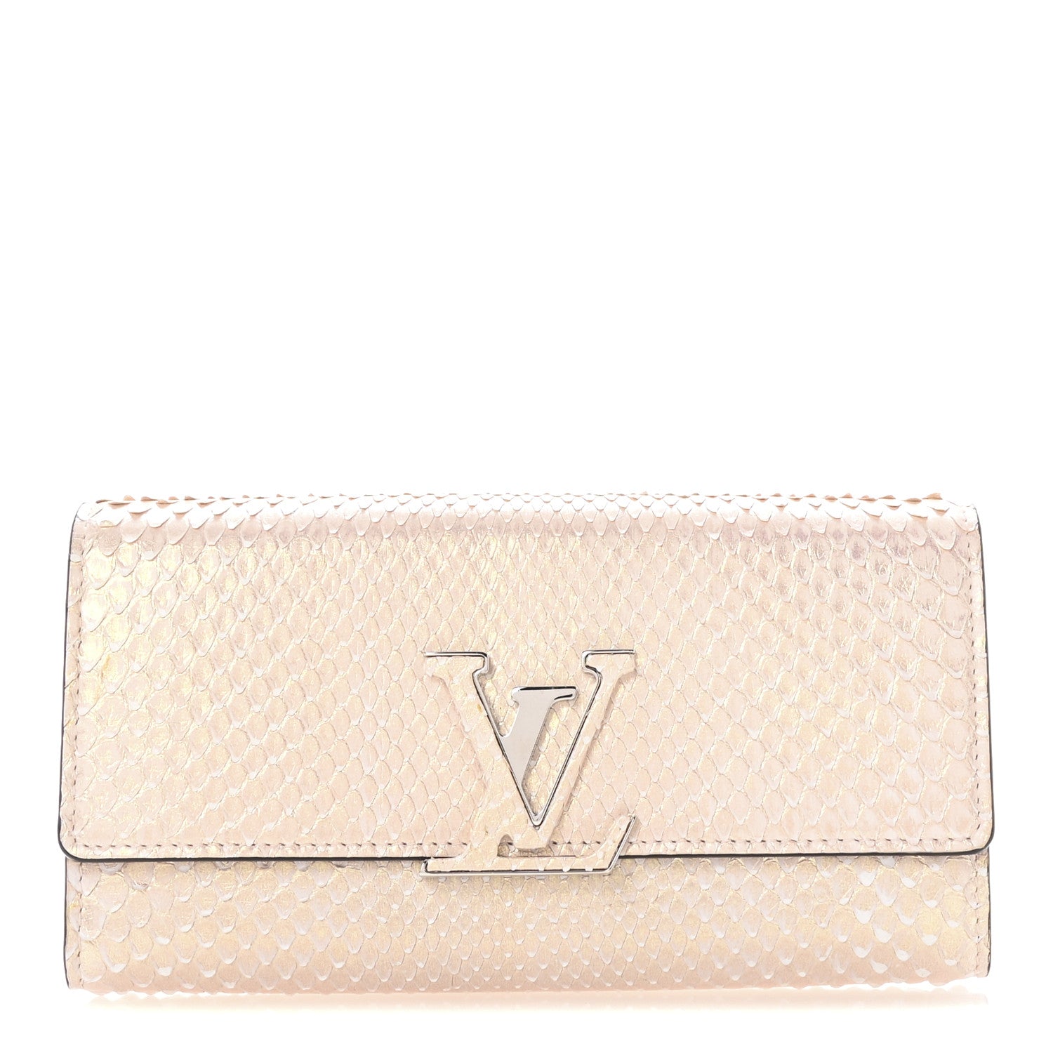 Louis Vuitton Metallic Snakeskin Capucines Wallet Pink 1 of 6