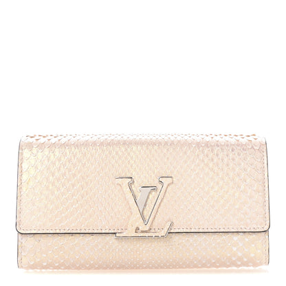 Louis Vuitton Metallic Snakeskin Capucines Wallet Pink 1 of 6