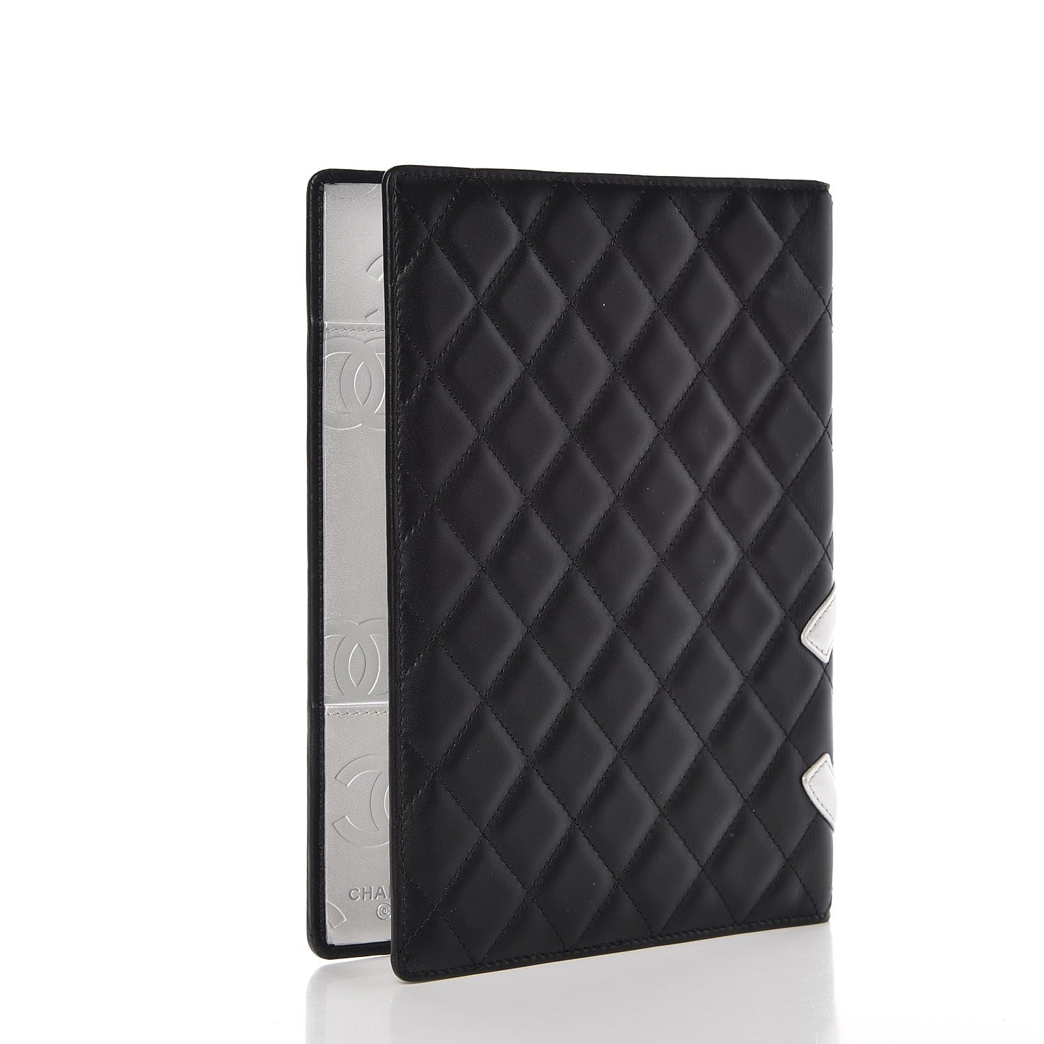 Chanel Calfskin Quilted Large Cambon Agenda Planner Black Silver 3 of 10