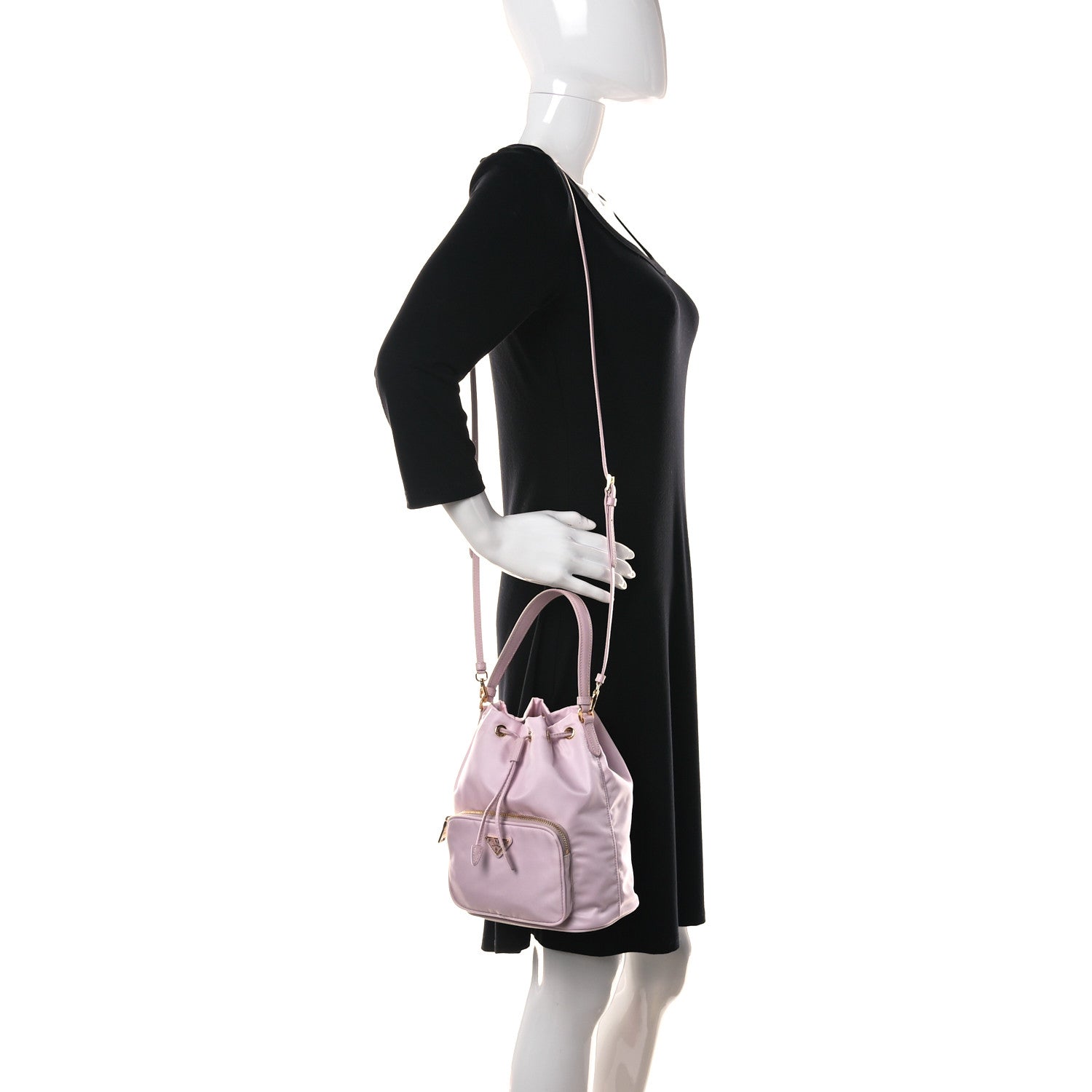 Prada Re-Nylon Saffiano Duet Bucket Crossbody Bag Alabastro 2 of 10