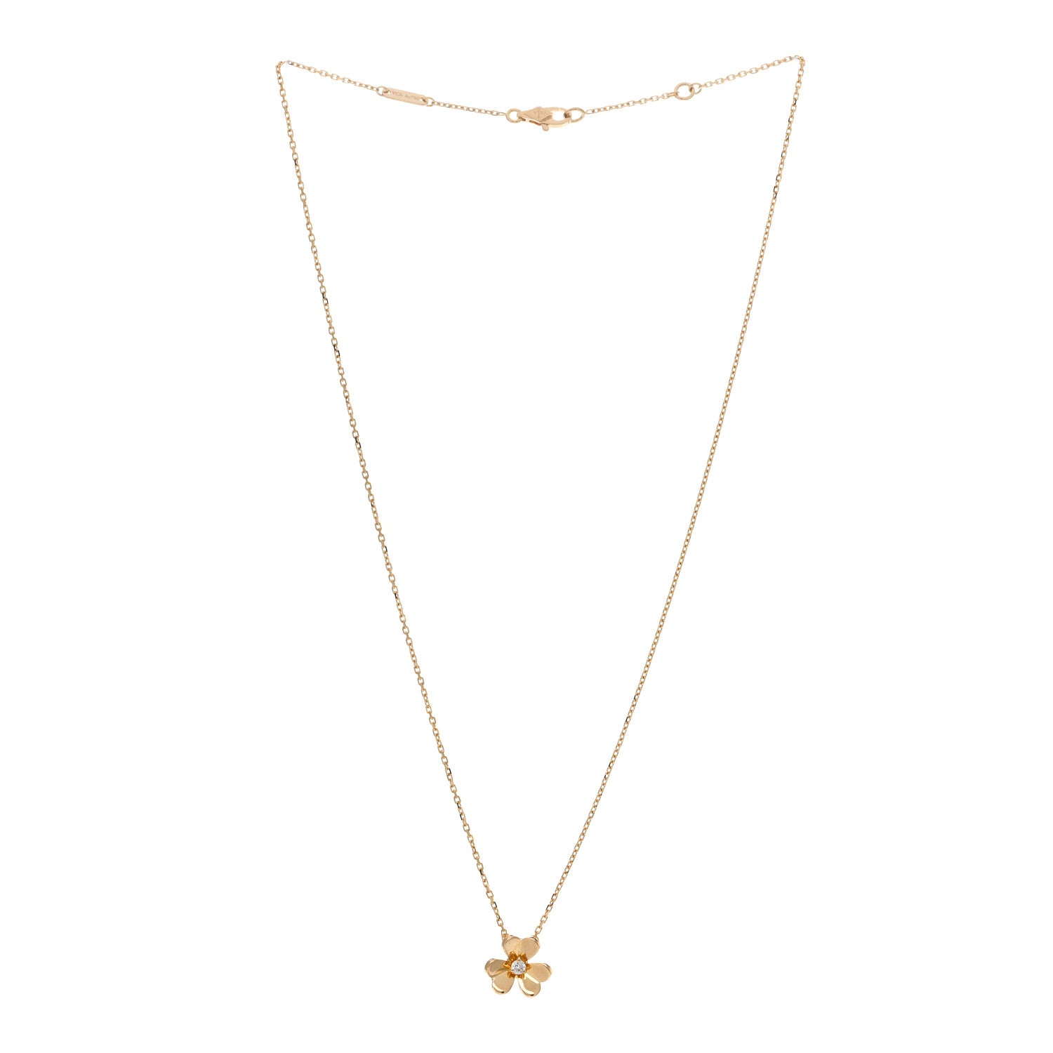 Van Cleef & Arpels 18K Yellow Gold Diamond Mini Frivole Pendant Necklace 2 of 4