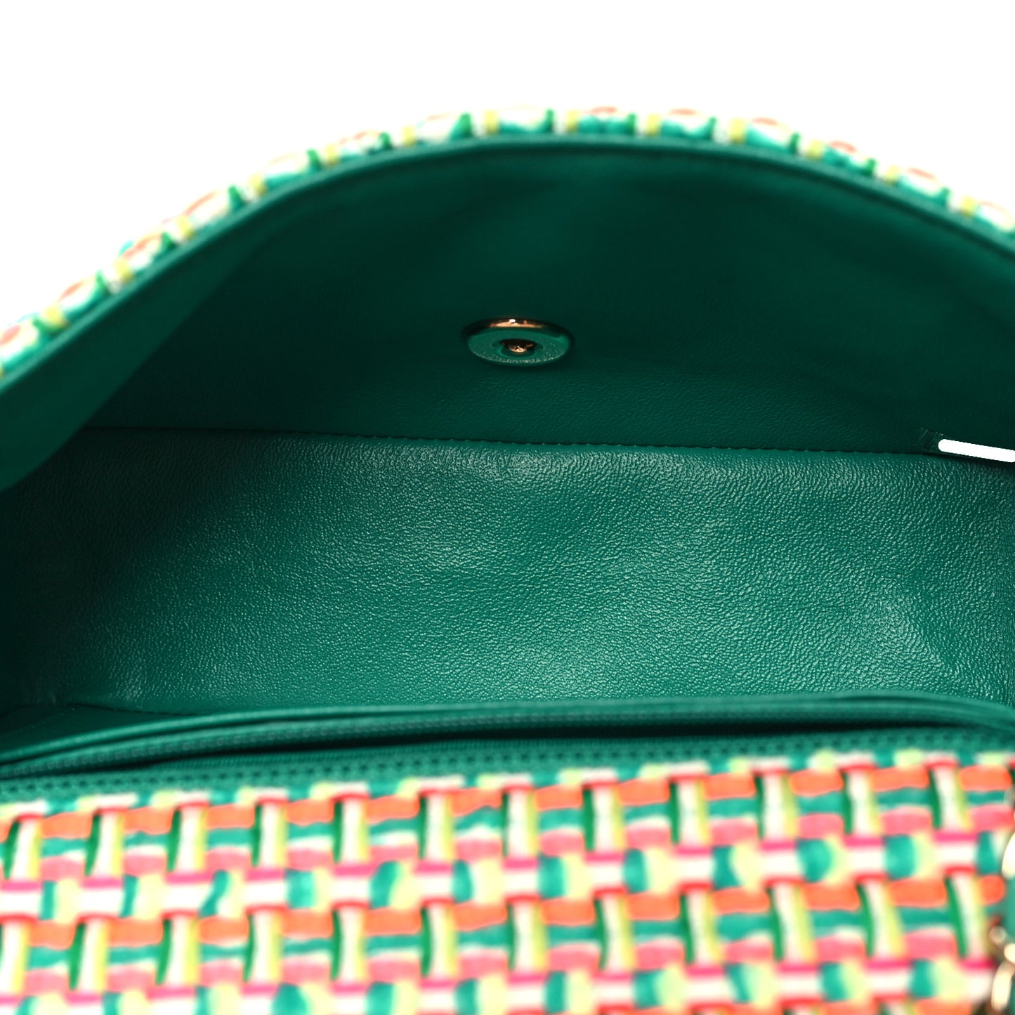 Tweed Quilted Mini Rectangular Flap Green Multicolor