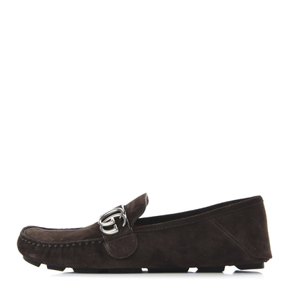 Gucci Suede Mens Driver Queen Loafers 8.5 Cocoa 1 of 9